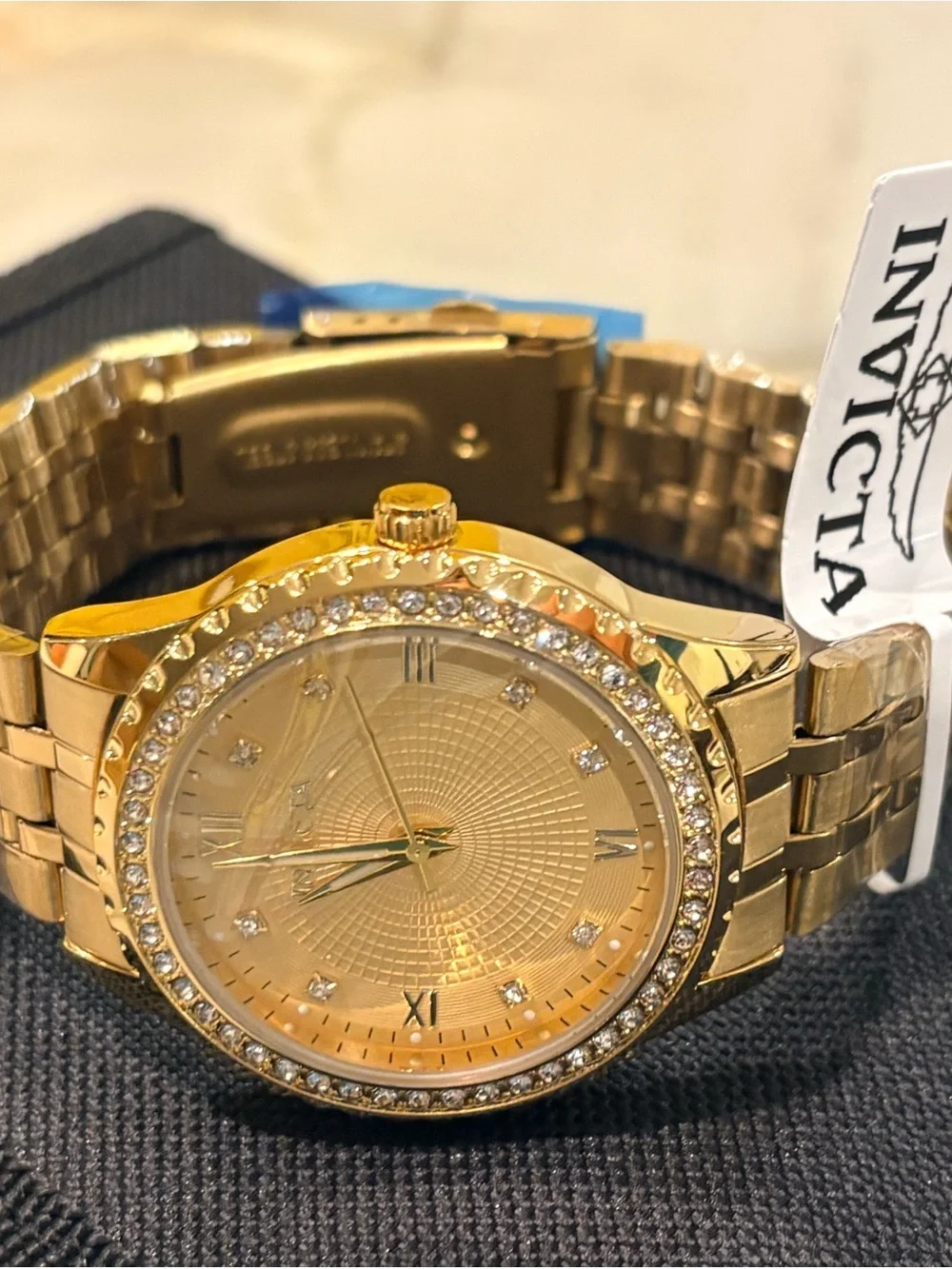 Invicta Gold-Tone Men's Crystal Accent Bracelet Watch